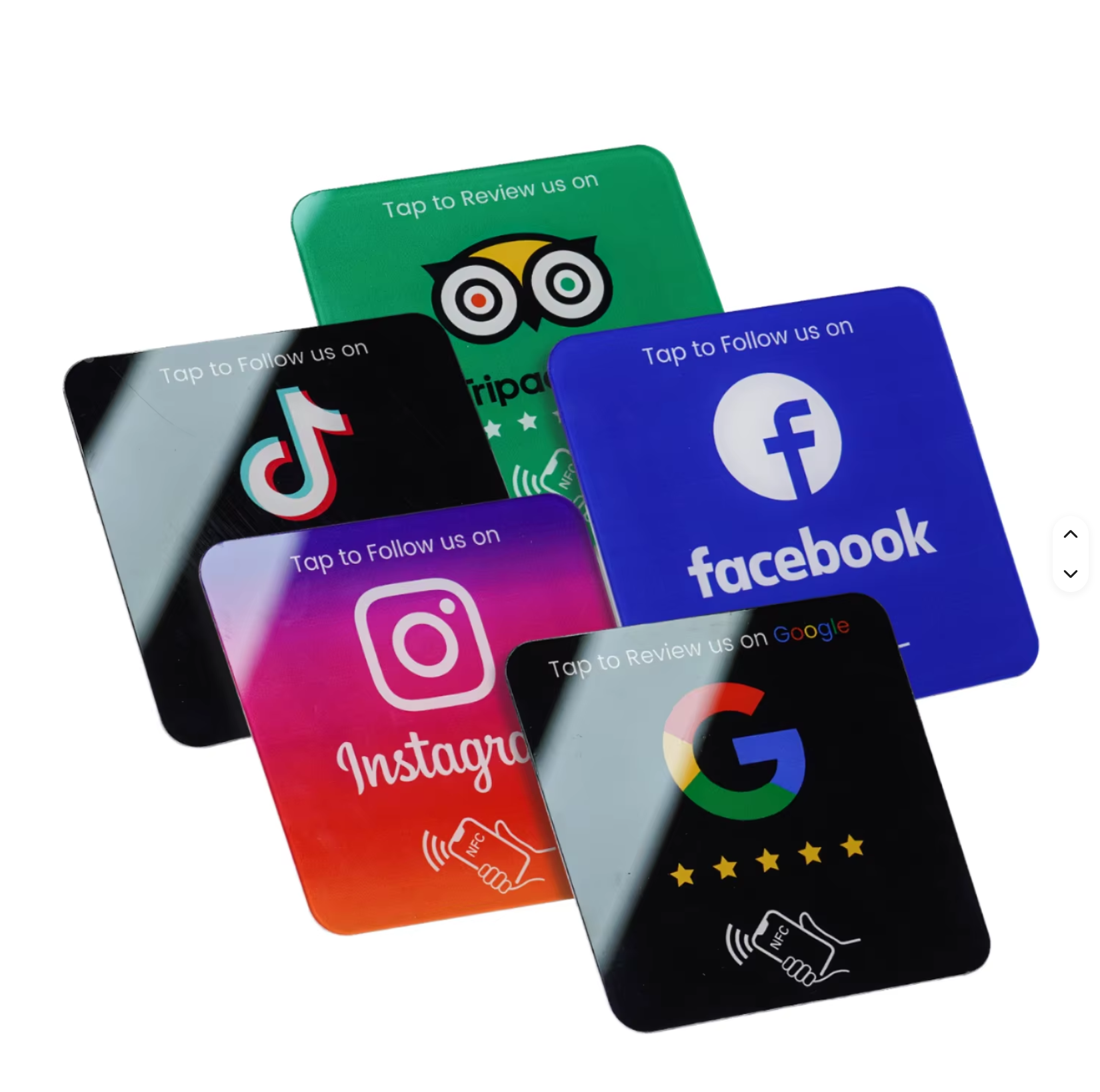 Tap-to-review NFC cards for Google, Facebook, Instagram, TikTok and Tripadvisor
